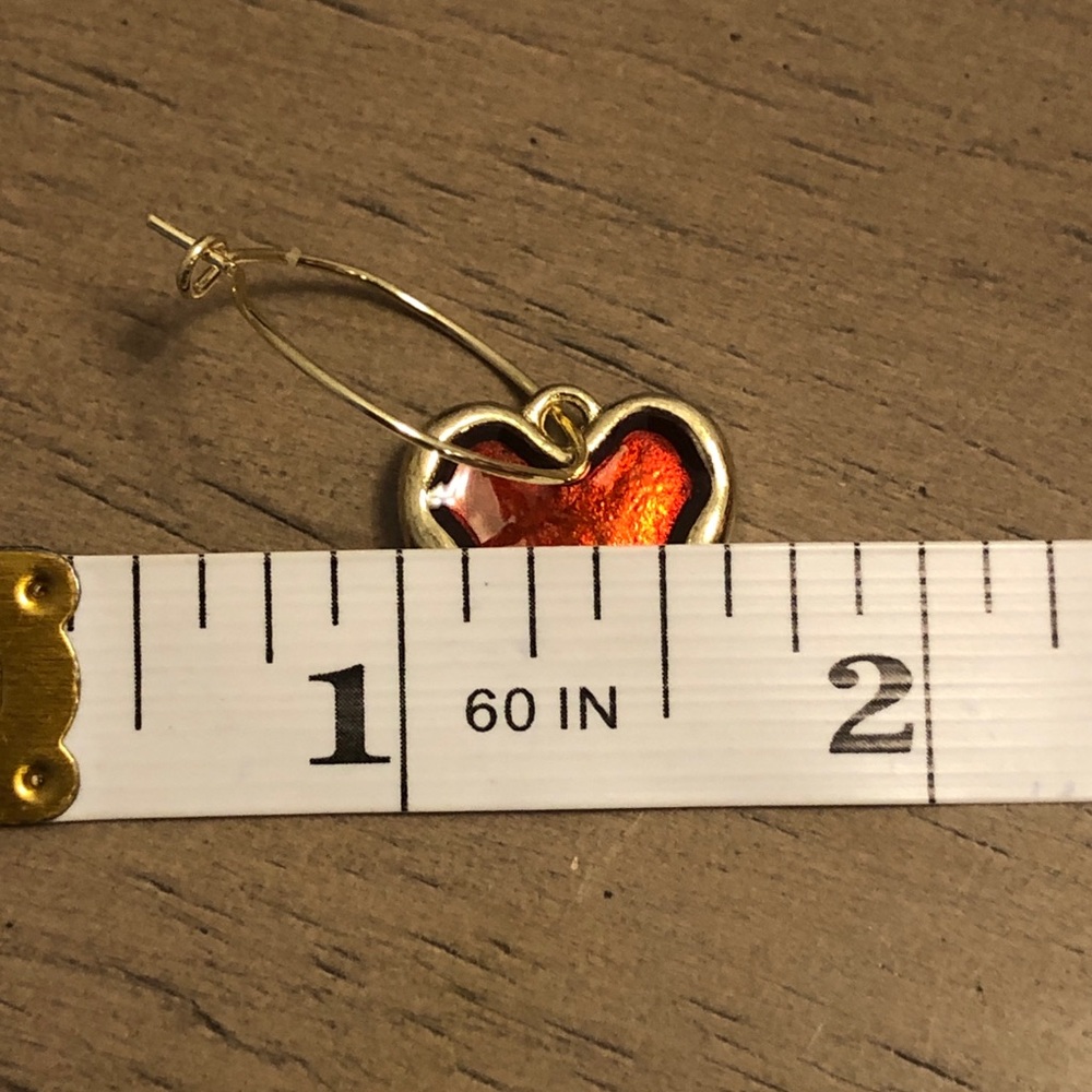 Gold Tone Heart Hoop Fashion Jewelry Earrings - Picture 7 of 8